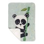 Coperta HappyFriday Moshi Moshi Panda Garden Blue Multicolore Microfibra 110 x 140 cm