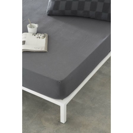 Lenzuolo con angoli aderenti Naturals ELBA Grigio scuro 105 x 190/200 cm (Singolo)