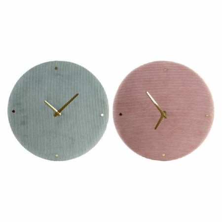 Orologio da Parete DKD Home Decor Verde Rosa 40,5 x 5,5 x 40,5 cm (2 Unità)