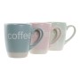 Tazza Mug DKD Home Decor Multicolore Azzurro Rosa Legno d'albero della gomma Verde Gres 160 ml (3 Unità) (7 pcs)