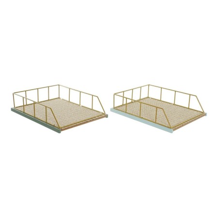 Set di vassoi organizzatori DKD Home Decor Verde polipropilene Legno MDF 28,5 x 36 x 9 cm (2 Unità) (1 Unità)