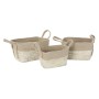 Set di Cesti DKD Home Decor Crema Naturale Juta Iuta Fibra naturale 40 x 28 x 23 cm (3 Pezzi)