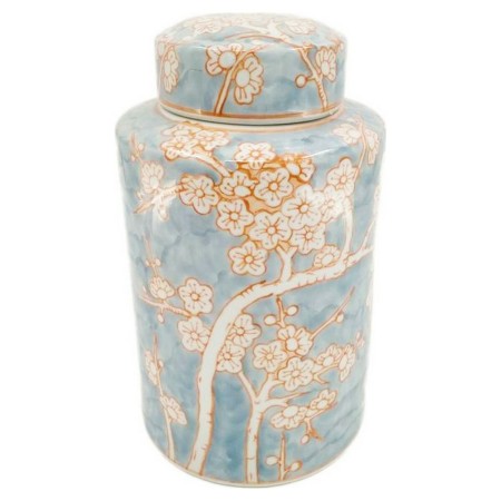 Vaso DKD Home Decor Porcellana Azzurro Arancio 18 x 18 x 30 cm Orientale