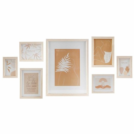 Portafoto da Parete DKD Home Decor 32,5 x 1,5 x 45 cm Cristallo Naturale Marrone Moderno Legno MDF