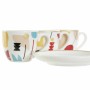 Set di Tazze da Caffè DKD Home Decor Astratto 80 ml Bianco Multicolore