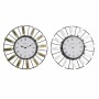 Orologio da Parete DKD Home Decor 40 x 6,4 x 40 cm Cristallo Argentato Dorato Ferro (2 Unità)