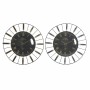 Orologio da Parete DKD Home Decor Cristallo Argentato Nero Dorato Ferro 70 x 7 x 70 cm (2 Unità)