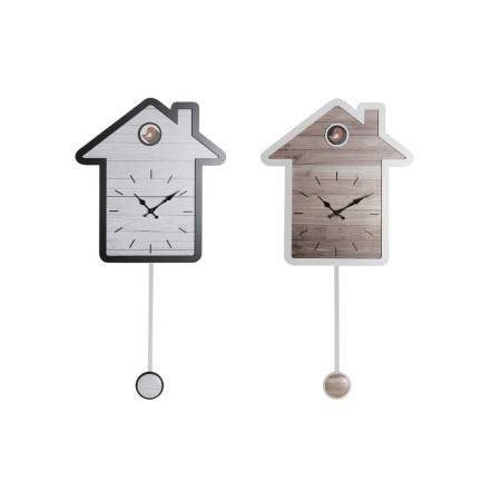 Orologio da Parete DKD Home Decor 32 x 5 x 56 cm Naturale Bianco Plastica Casa Legno MDF (2 Unità)