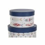 Set di Scatole per Sistemare Impilabili DKD Home Decor Marino Righe Bianco Blu Marino Cartone (37,5 x 37,5 x 18 cm)