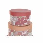 Set di Scatole per Sistemare Impilabili DKD Home Decor Fiori Righe Fucsia Bianco Pesca Cartone (37,5 x 37,5 x 18 cm)