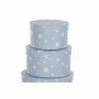 Set di Scatole per Sistemare Impilabili DKD Home Decor Rotondo Righe Bianco Blu cielo Per bambini Cartone (37,5 x 37,5 x 18 cm)