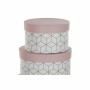 Set di Scatole per Sistemare Impilabili DKD Home Decor Rotondo Rosa Cartone