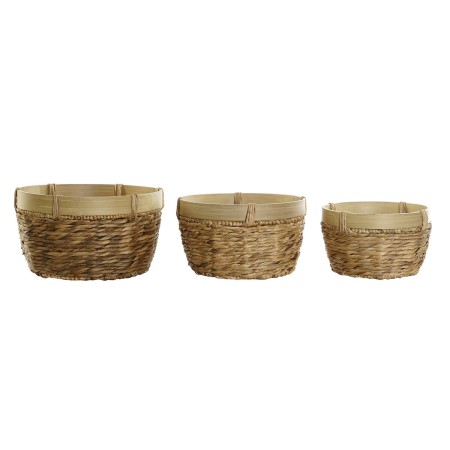 Set di Cestini DKD Home Decor Bambù Tropicale Juncus (40 x 40 x 23 cm) (3 Pezzi)