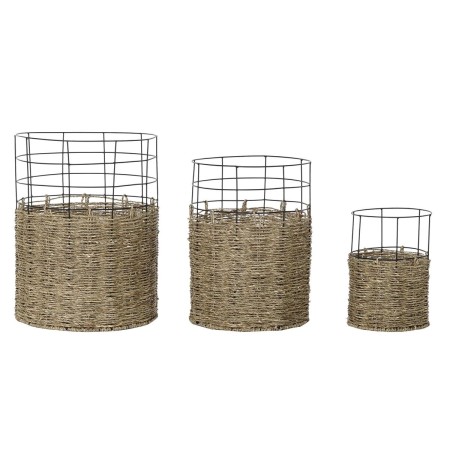 Set di Cestini DKD Home Decor Metallo Coloniale Iuta (35 x 35 x 45 cm)