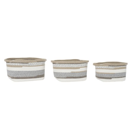 Set di Cestini DKD Home Decor Cotone Iuta (36 x 30 x 24 cm)