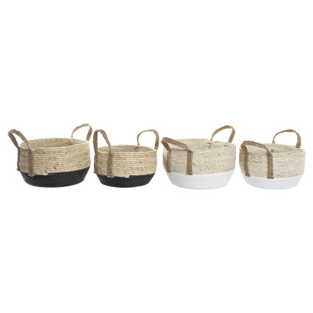 Set di Cestini DKD Home Decor 33 x 33 x 20 cm Fibra naturale (2 Unità)