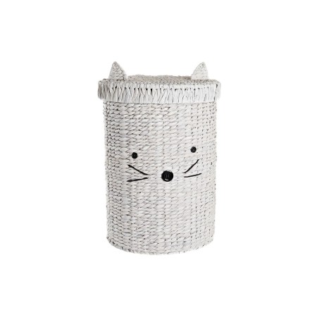 Cesto per i Panni Sporchi DKD Home Decor Bianco Per bambini Gatto 42 x 42 x 63 cm Fibra (2 Unità)