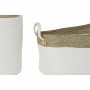 Set di Cestini DKD Home Decor Bianco Cotone Fibra naturale (41 x 41 x 52,5 cm) (7 Pezzi)