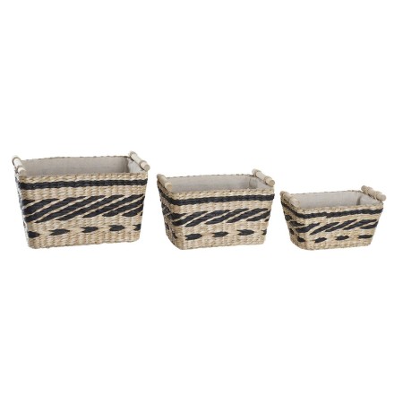 Set di Cestini DKD Home Decor Poliestere Coloniale Fibra (38 x 26 x 24 cm)