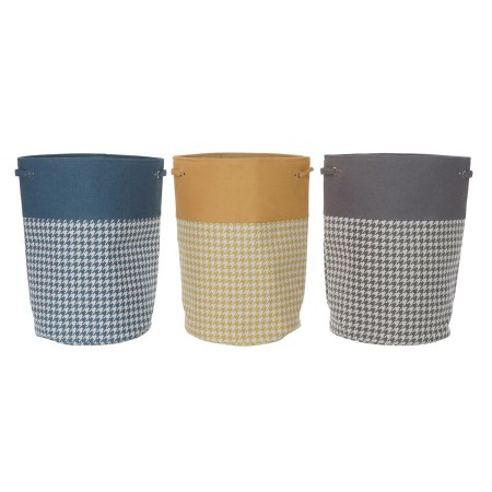 Cesto per i Panni Sporchi DKD Home Decor Piede di Crow Metallo Giallo Azzurro Grigio Multicolore 30 x 40 cm 40 x 40 x 60 cm (3 U