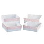 Set di Cestini DKD Home Decor Poliestere 8,5 cm 26 x 26 x 9 cm Fibra naturale Boho Mediterraneo (4 Pezzi)