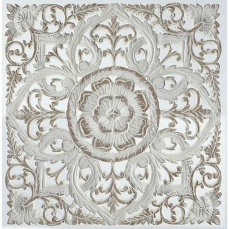 Decorazione da Parete DKD Home Decor Bianco Mandala Legno MDF (60 x 2 x 60 cm)