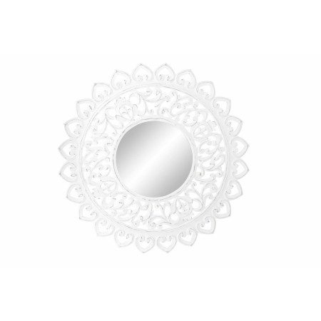 Specchio da parete DKD Home Decor Cristallo Bianco Mandala Legno MDF Decapaggio (90 x 2,5 x 90 cm)