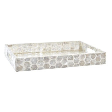 Vassoio per aperitivi DKD Home Decor Mosaico Bianco Madreperla 30 x 20 x 4 cm Boho