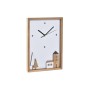 Orologio da Parete DKD Home Decor Bianco Marrone Legno Alluminio Case Città 20 x 4 x 30 cm