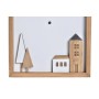 Orologio da Parete DKD Home Decor Bianco Marrone Legno Alluminio Case Città 20 x 4 x 30 cm