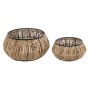 Set di Vasi DKD Home Decor Nero Naturale Metallo Rattan Quadrato Bali 50 x 50 x 25,4 cm (2 Unità)