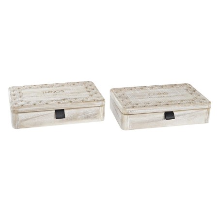 Scatola Decorativa DKD Home Decor Naturale Legno MDF 28 x 18 x 6,5 cm (2 Unità)