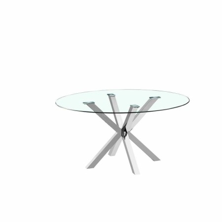 Tavolo da Pranzo DKD Home Decor 110 x 110 x 76 cm Cristallo Argentato Acciaio