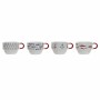 Set di Tazze da Caffè DKD Home Decor Rosso Multicolore Metallo Gres Mediterraneo 190 ml 4 Pezzi