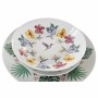 Set di Stoviglie DKD Home Decor Bianco Multicolore Porcellana Tropicale 18 Pezzi