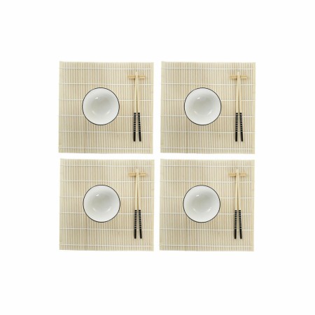 Set per Sushi DKD Home Decor Bambù Gres Bianco Orientale 14,5 x 14,5 x 31 cm (16 Pezzi)