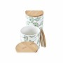 Set di 3 Barattoli DKD Home Decor Naturale Bianco Verde Bambù Gres Tropicale 10 x 10 x 17 cm