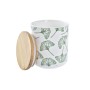 Set di 3 Barattoli DKD Home Decor Naturale Bianco Verde Bambù Gres Tropicale 10 x 10 x 17 cm