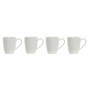 Set di 4 Tazze Mug DKD Home Decor Bianco Naturale Legno d'albero della gomma Gres 300 ml 19 x 13 x 31 cm