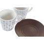 Tazza DKD Home Decor Azzurro Bianco Marrone Legno d'albero della gomma Gres 90 ml