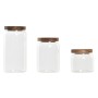 Set di 3 Barattoli DKD Home Decor Acacia Vetro Borosilicato (1 L) (400 ml) (700 ml) (3 Pezzi)