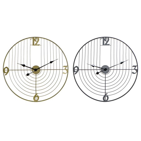 Orologio da Parete DKD Home Decor Nero Dorato Metallo 60 x 3 x 60 cm Moderno (2 Unità)