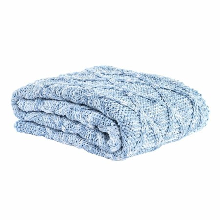 Coperta DKD Home Decor 150 x 125 x 1 cm Azzurro (2 Unità)