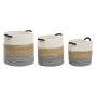 Set di Cestini DKD Home Decor Beige Nero Fibra naturale 40 x 40 x 40 cm