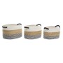 Set di Cestini DKD Home Decor Beige Cotone Fibra naturale (42 x 32 x 24 cm) (3 Pezzi)