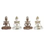 Statua Decorativa DKD Home Decor 20,5 x 10,5 x 28,5 cm Marrone Buddha Bianco Orientale (4 Pezzi)