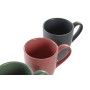 Set di 4 Tazze Mug DKD Home Decor Verde Rosa Naturale Grigio scuro Gres 160 ml 17 x 12 x 39 cm