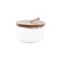 Set di 2 Barattoli DKD Home Decor 20,5 x 10,5 x 7 cm Cristallo Marrone Trasparente Acacia 240 ml