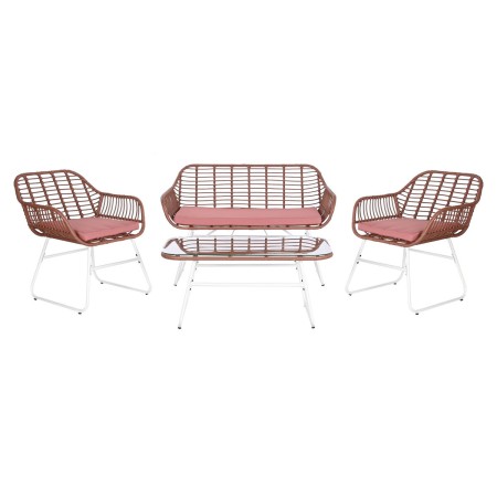 Set Tavolo con 3 Sedie DKD Home Decor 124 x 74 x 84 cm Metallo rattan sintetico