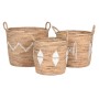 Set di Cestini DKD Home Decor Bianco Naturale Corda Erba di mare Boho 46 x 46 x 48 cm